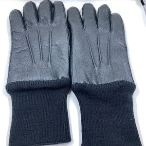 Thinsulate Insulation 40 gram Black Leather Gloves Sz M Knit Cuff